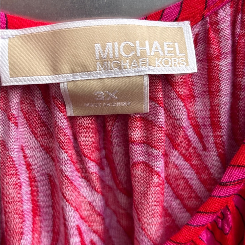 MICHAEL Michael Kors Red and Pink Blouse, 3/4 length sleeves size 3X - Picture 2 of 9